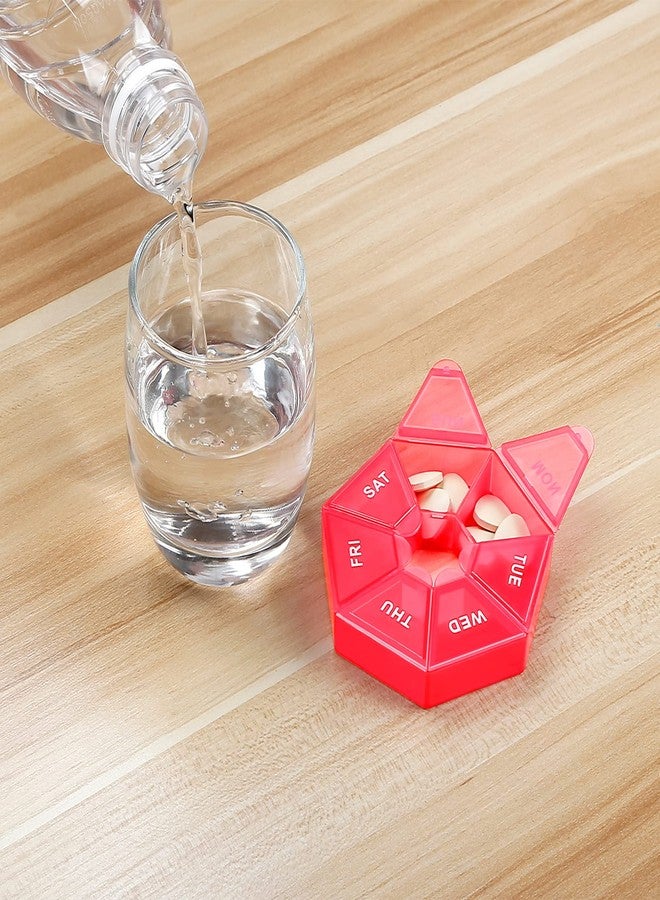 Ponpon 8pcs Pill Holder Box 7-Sided Portable Vitamin Holder Box Pill Organizer Medicine Planner (8 Corlor) - Image 5